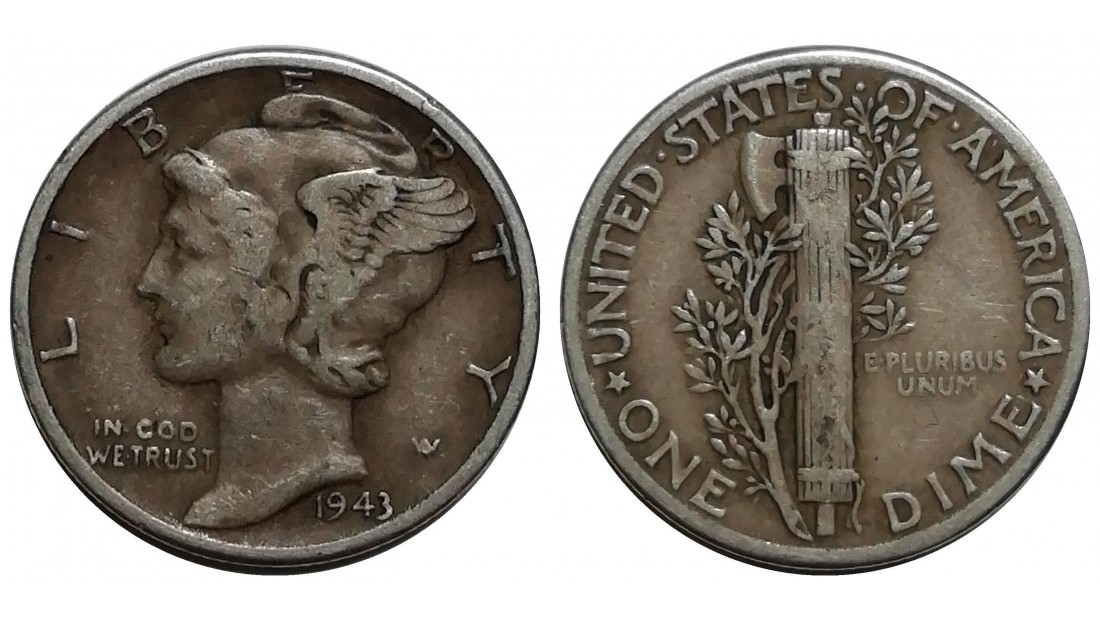ABD 1943 Yılı 10 Cent Mercury Gümüş ÇÇT