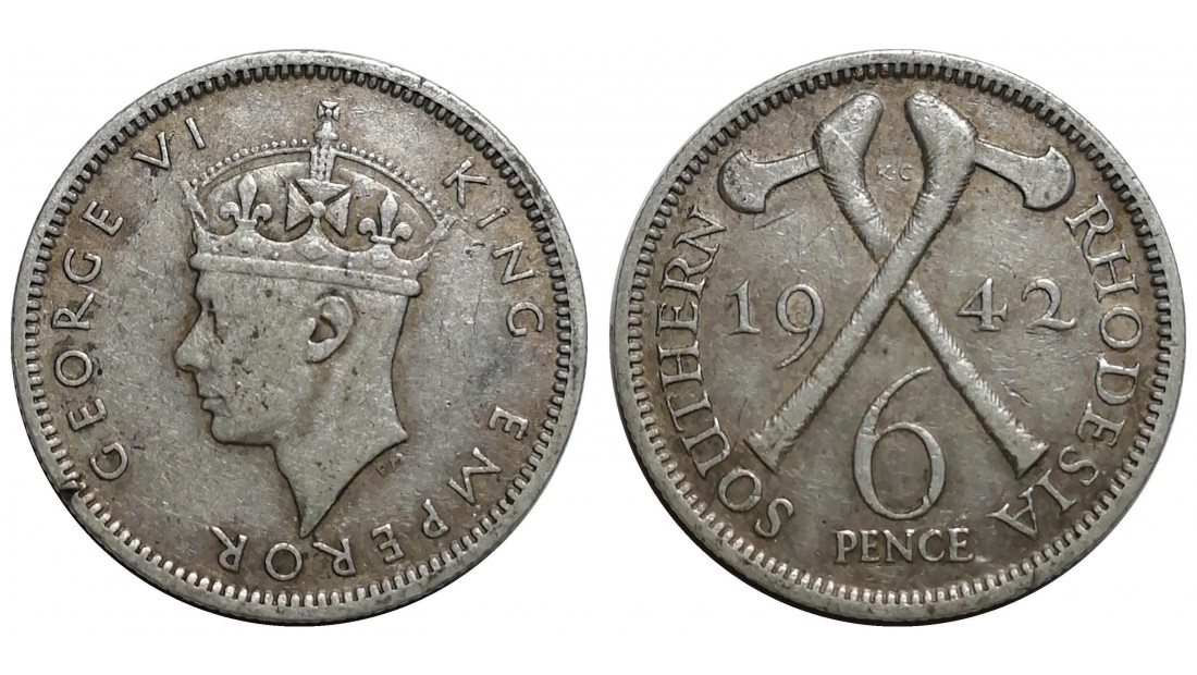 Güney Rodezya (Zimbabve) 1942 Yılı 6 Pence  ÇÇT (+)