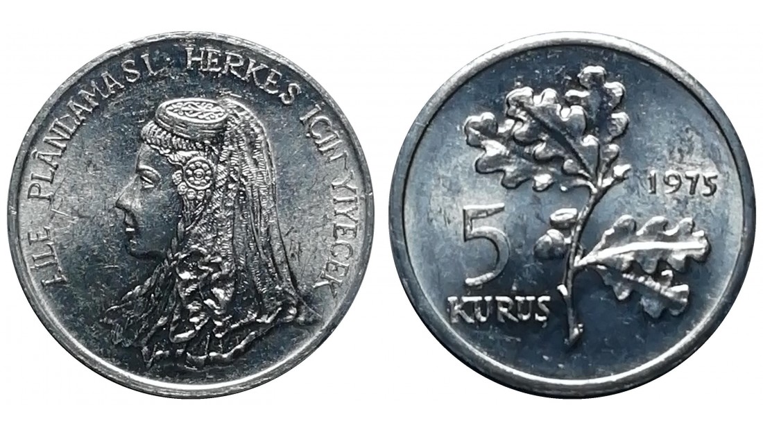 1975 Yılı 5 Kuruş FAO Aile Planlaması ÇİL (+)