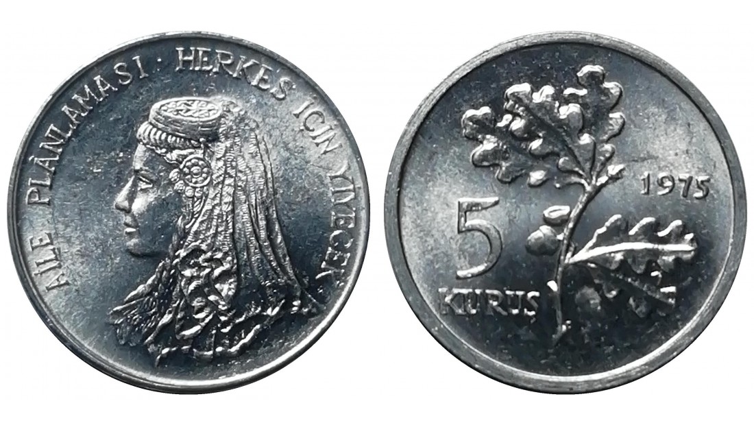 1975 Yılı 5 Kuruş FAO Aile Planlaması ÇİL (+)