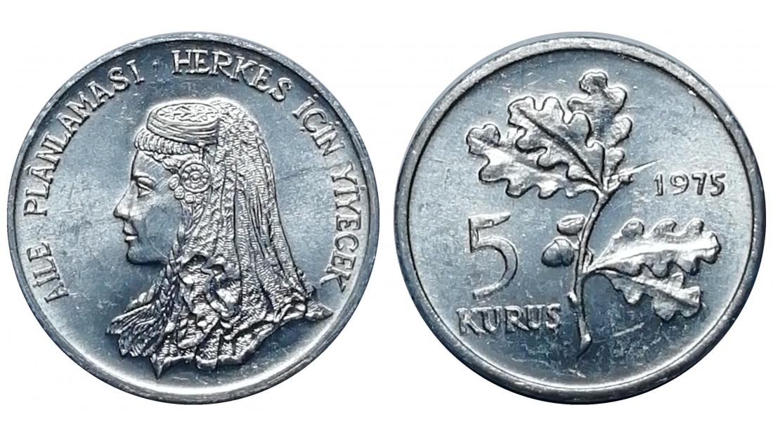 1975 Yılı 5 Kuruş FAO Aile Planlaması ÇİL (+)