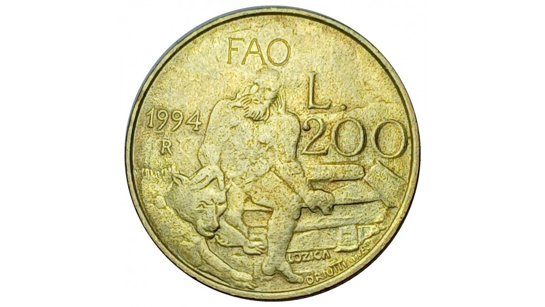 SAN MARİNO 1994 YILI 200 LİRE FAO ÇÇT