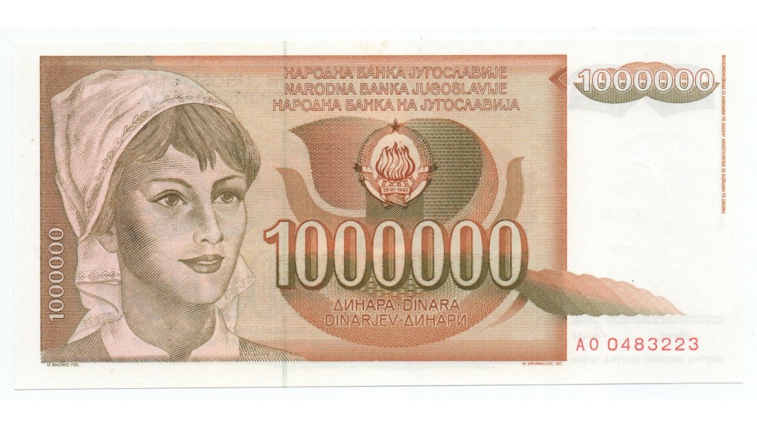 Yugoslavya 1989 Yılı 1.000.000 Dinar çil