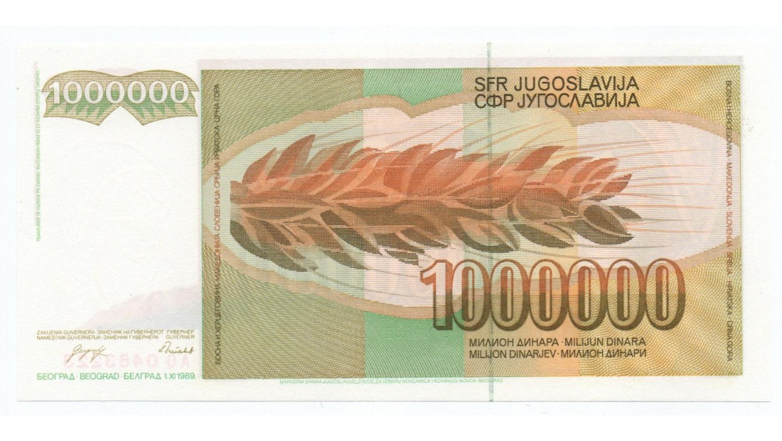 Yugoslavya 1989 Yılı 1.000.000 Dinar çil