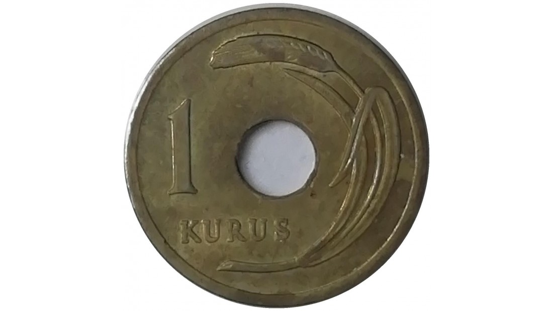 1951 Yılı 1 Kuruş Delikli ÇİL (-)