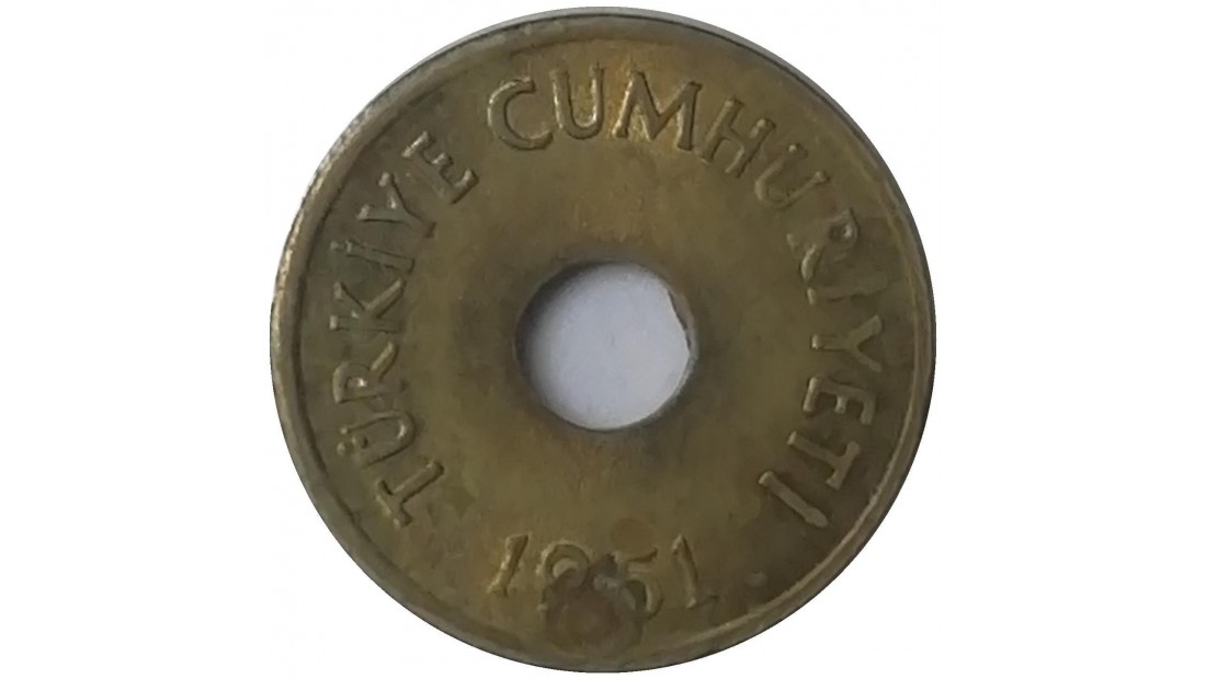 1951 Yılı 1 Kuruş Delikli ÇİL (-)