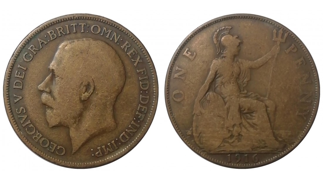 Birleşik Krallık 1916 Yılı 1 Penny ÇT (+)