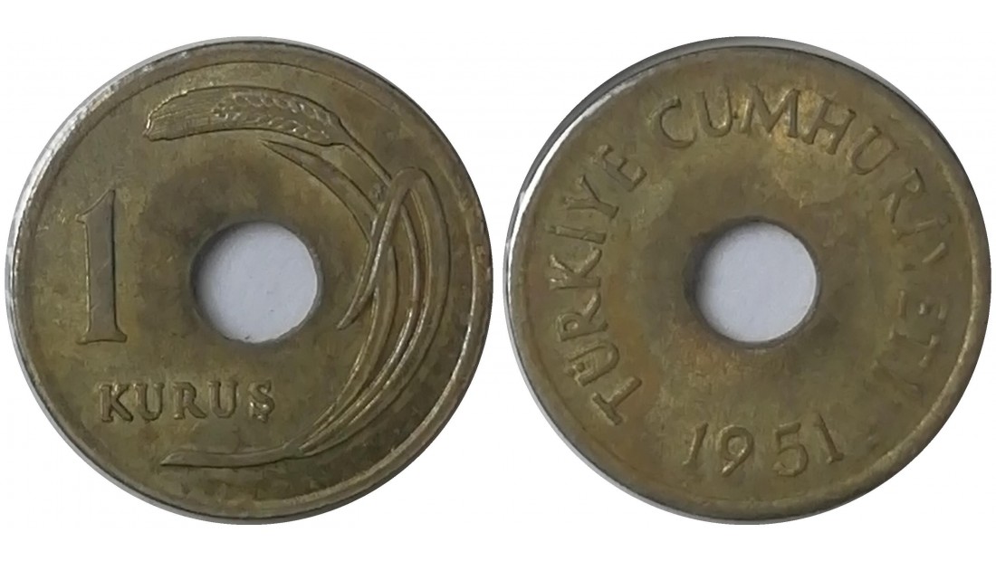 1951 Yılı 1 Kuruş Delikli ÇİLALTI