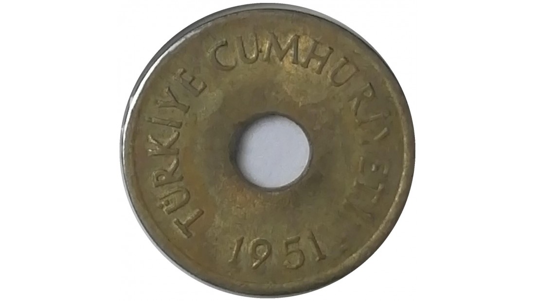 1951 Yılı 1 Kuruş Delikli ÇİLALTI