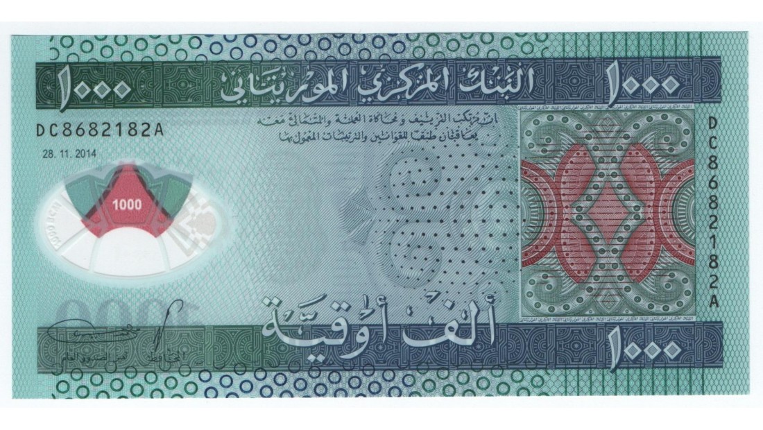 Moritanya 2014 Yılı 1.000 Ouguiya Polimer ÇİL