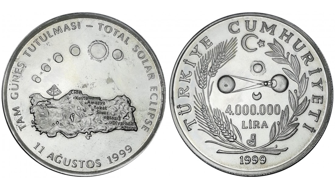 1999 YILI TAM GÜNEŞ TUTULMASI (1) DARPHANE HATIRA GÜMÜŞ
