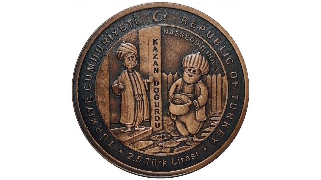 2021 YILI NASREDDIN HOCA - KAZAN DOĞURDU DARPHANE HATIRA BRONZ Masal Kahramanları Serisi No:7