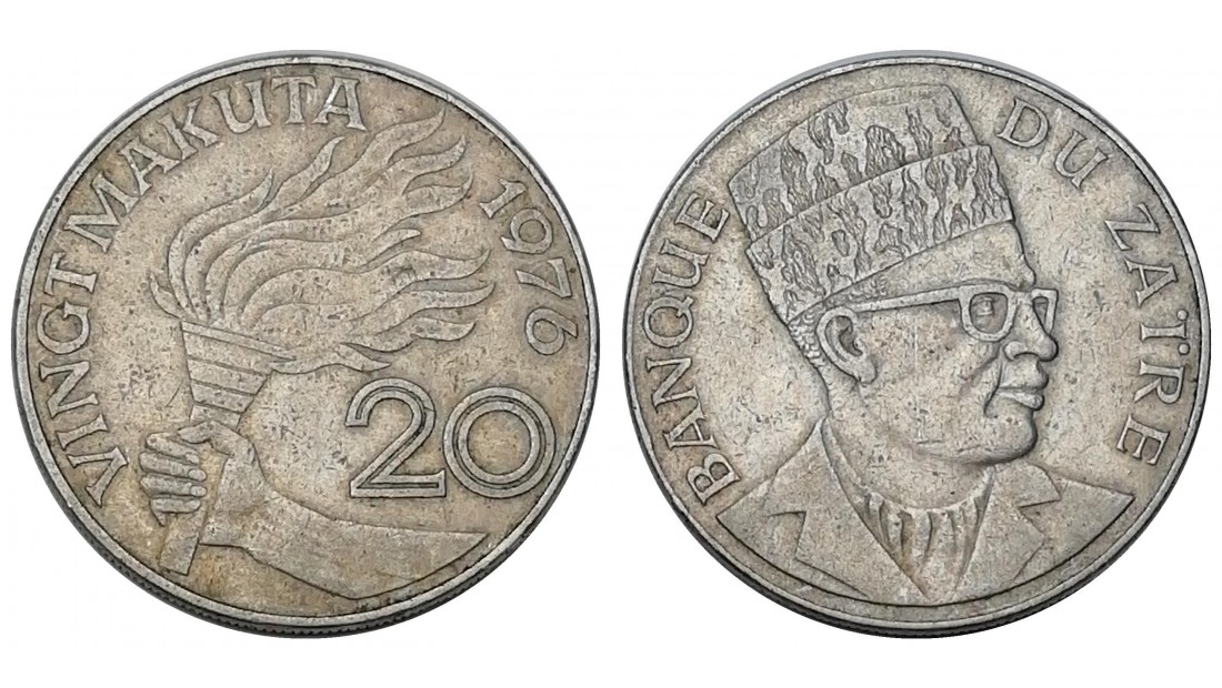 Zaire 1976 Yılı 20 Makuta ÇÇT