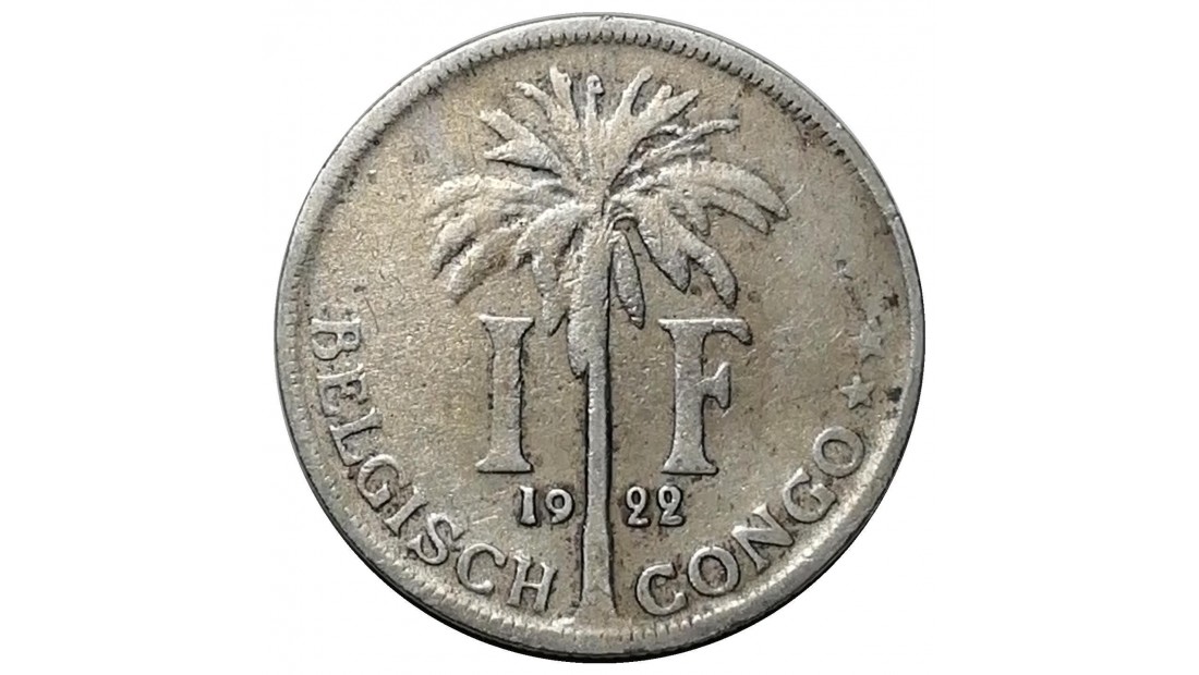 Belçika Kongosu 1922 Yılı 1 Frank (Felemenkçe) ÇT
