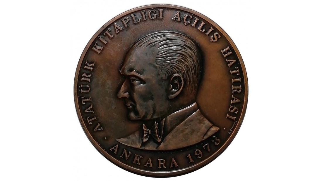 1973 Yılı YAPI KREDİ BANKASI ATATÜRK KİTAPLIĞI AÇILIŞI HATIRASI ANKARA BRONZ MADALYON