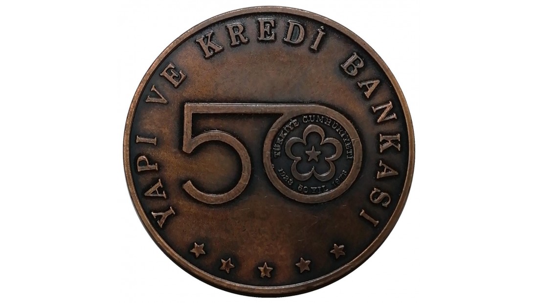 1973 Yılı YAPI KREDİ BANKASI ATATÜRK KİTAPLIĞI AÇILIŞI HATIRASI ANKARA BRONZ MADALYON